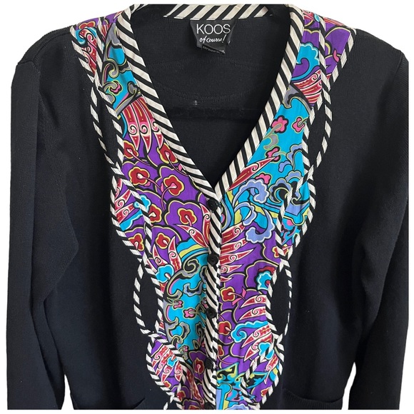 Koos of course Sweater buttoned pockets silk detailing sz small S - Picture 6 of 14